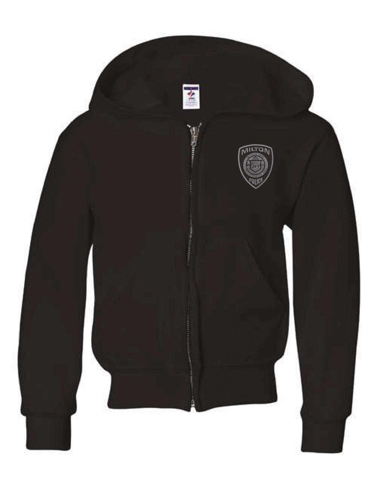 Milton Police: Youth Jerzees Full Zip Hooded Sweatshirt