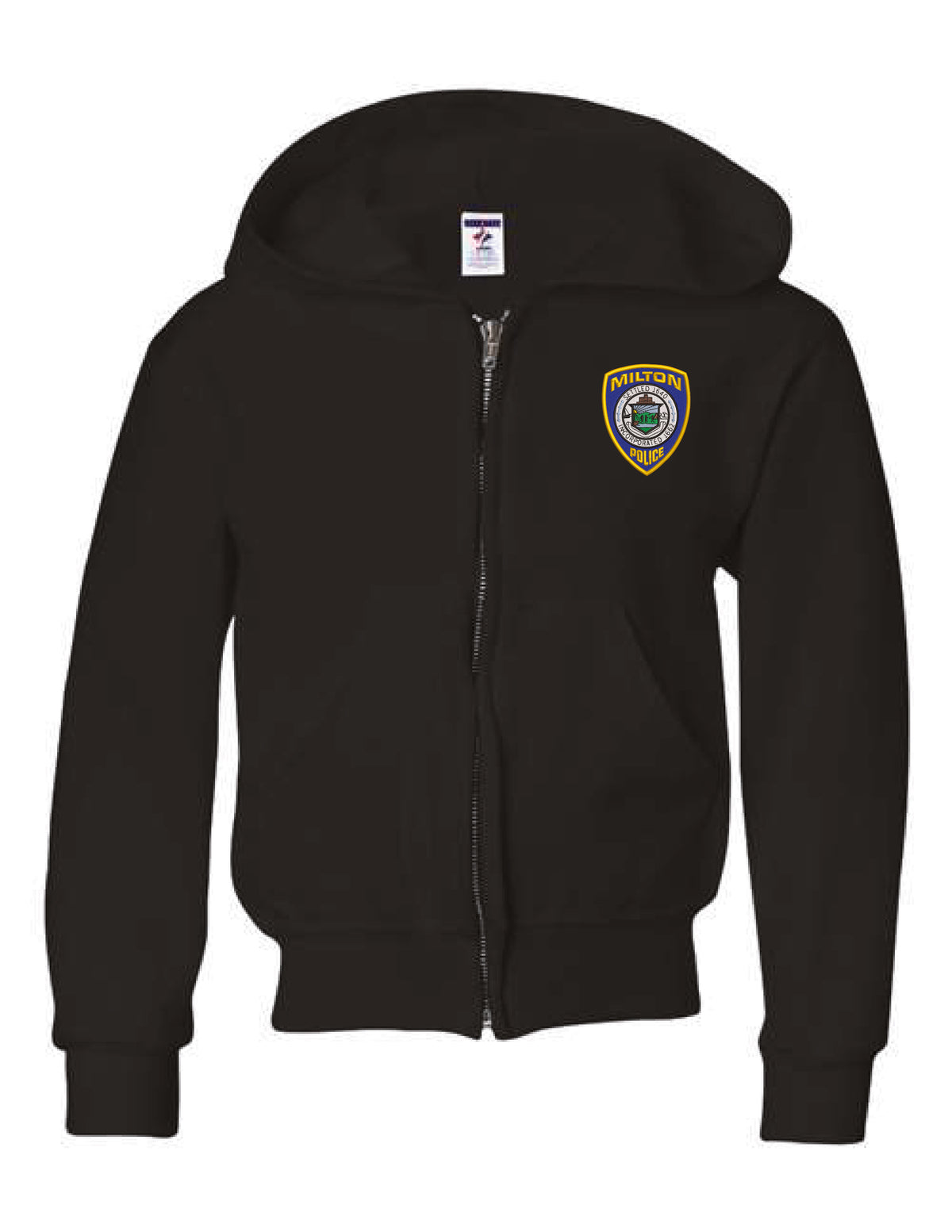 Milton Police: Youth Jerzees Full Zip Hooded Sweatshirt