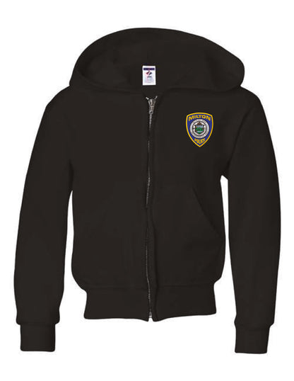 Milton Police: Youth Jerzees Full Zip Hooded Sweatshirt