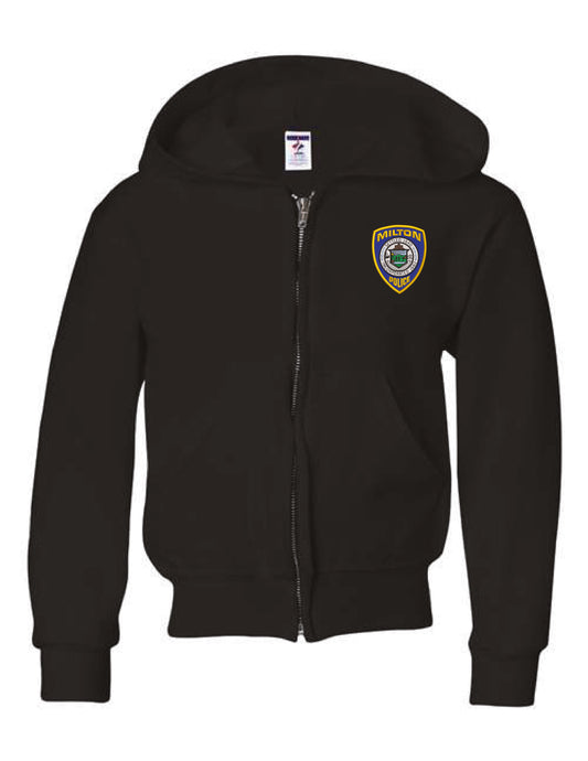 Milton Police: Youth Jerzees Full Zip Hooded Sweatshirt