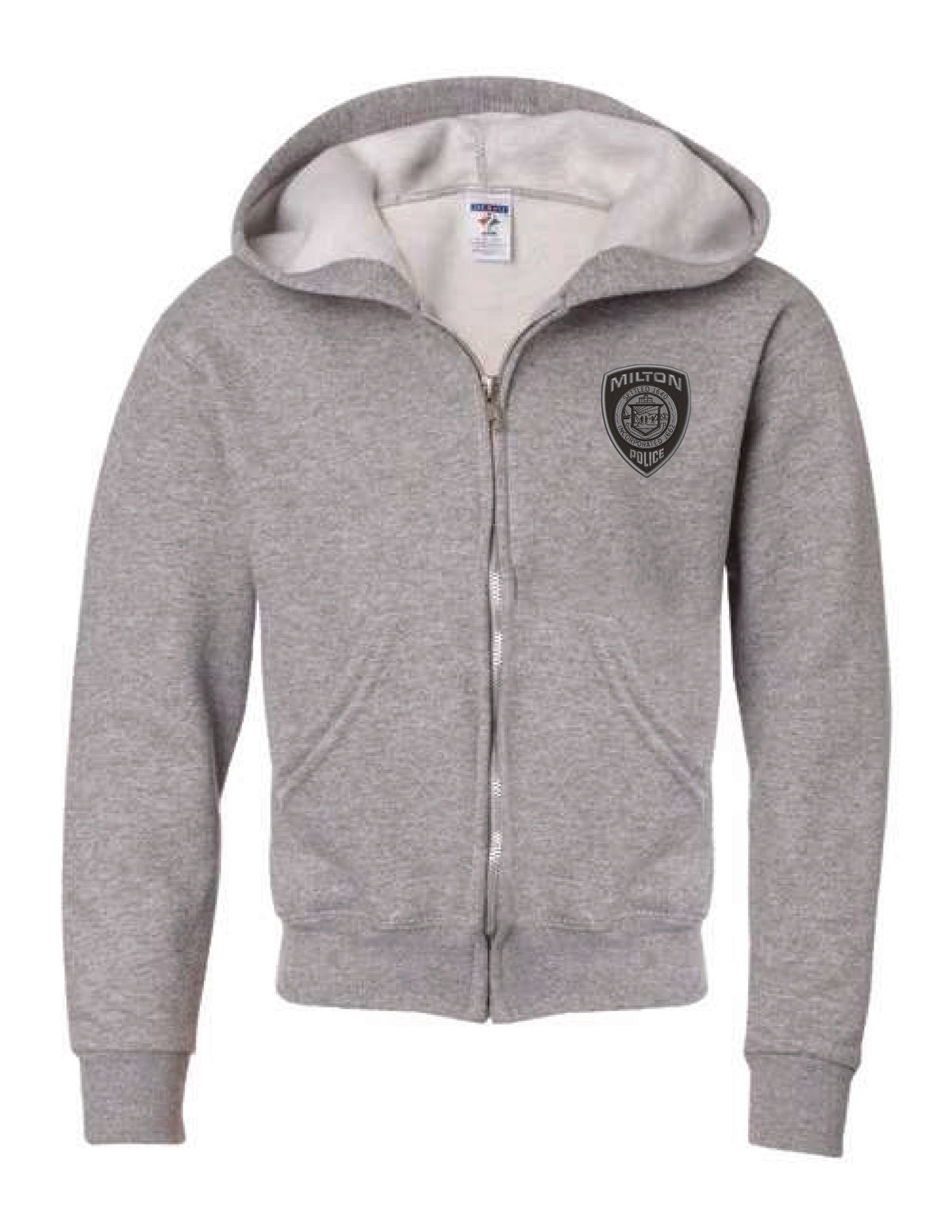 Milton Police: Youth Jerzees Full Zip Hooded Sweatshirt