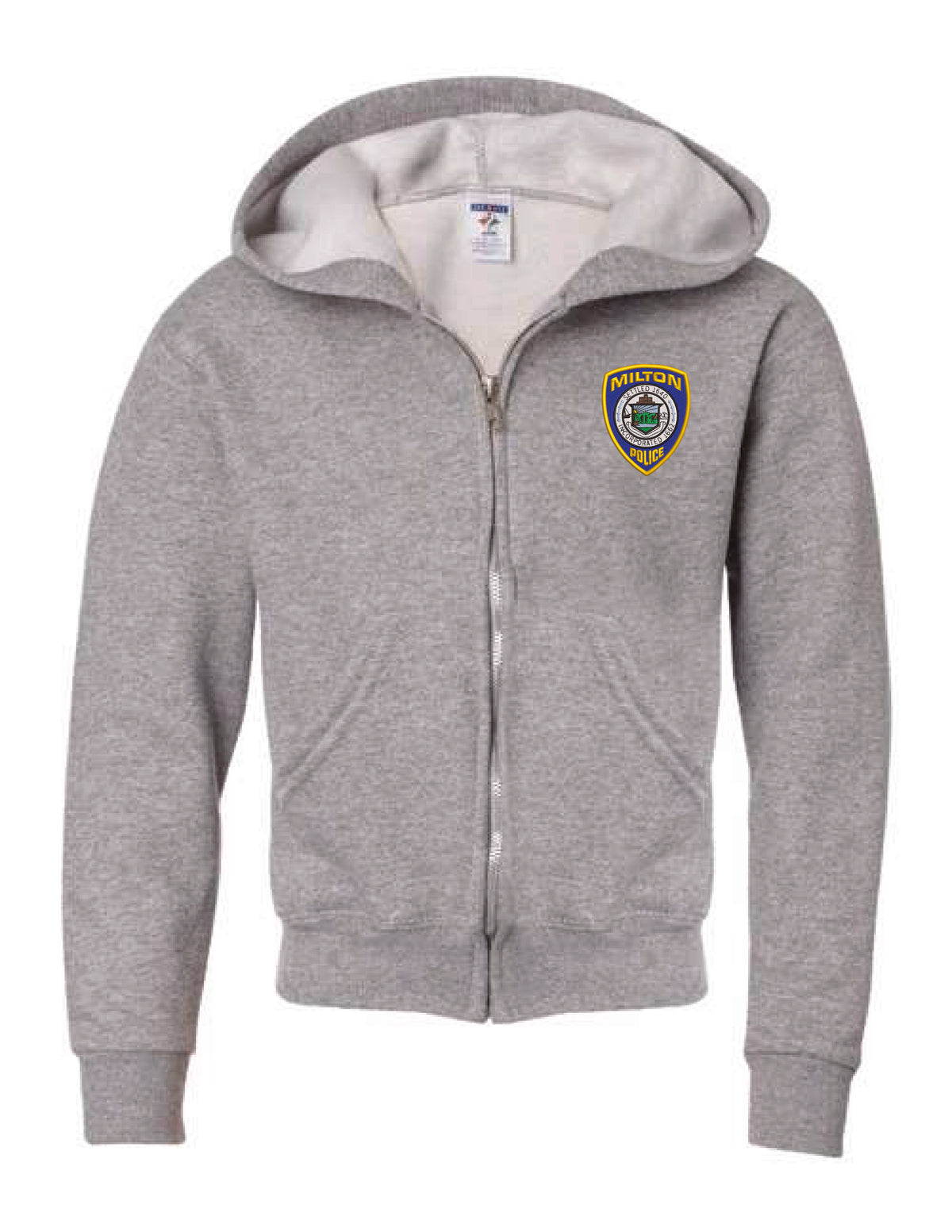 Milton Police: Youth Jerzees Full Zip Hooded Sweatshirt