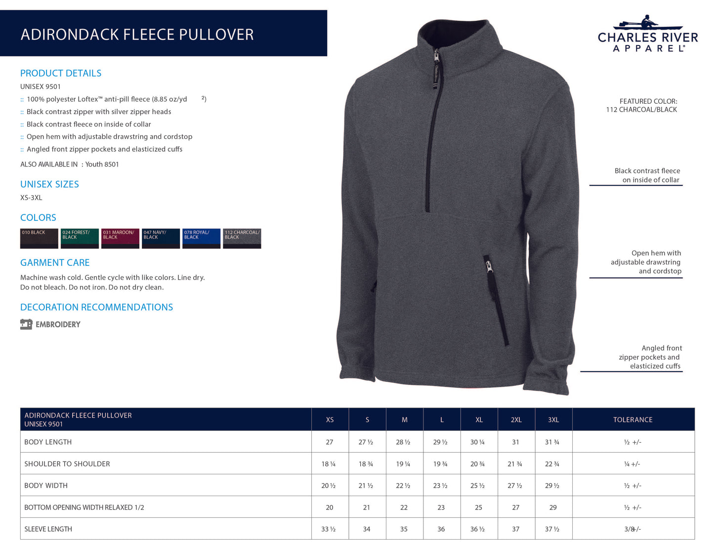 HRECC: Charles River Unisex Adirondack Fleece Pullover