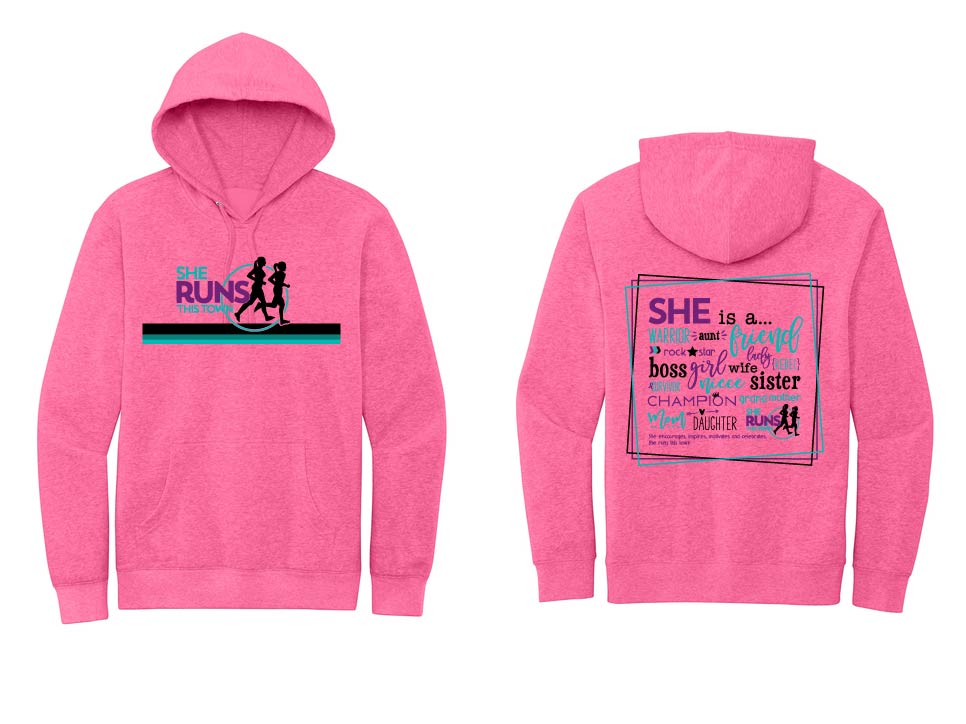 She Runs This Town: District Brand Unisex Hooded Fleece Sweatshirt