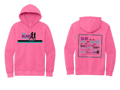 She Runs This Town: District Brand Unisex Hooded Fleece Sweatshirt