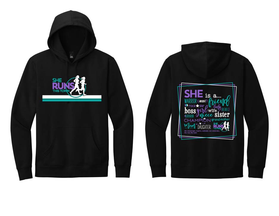 She Runs This Town: District Brand Unisex Hooded Fleece Sweatshirt