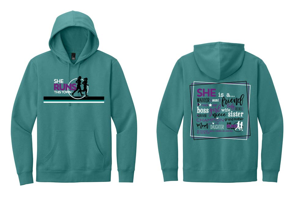 She Runs This Town: District Brand Unisex Hooded Fleece Sweatshirt