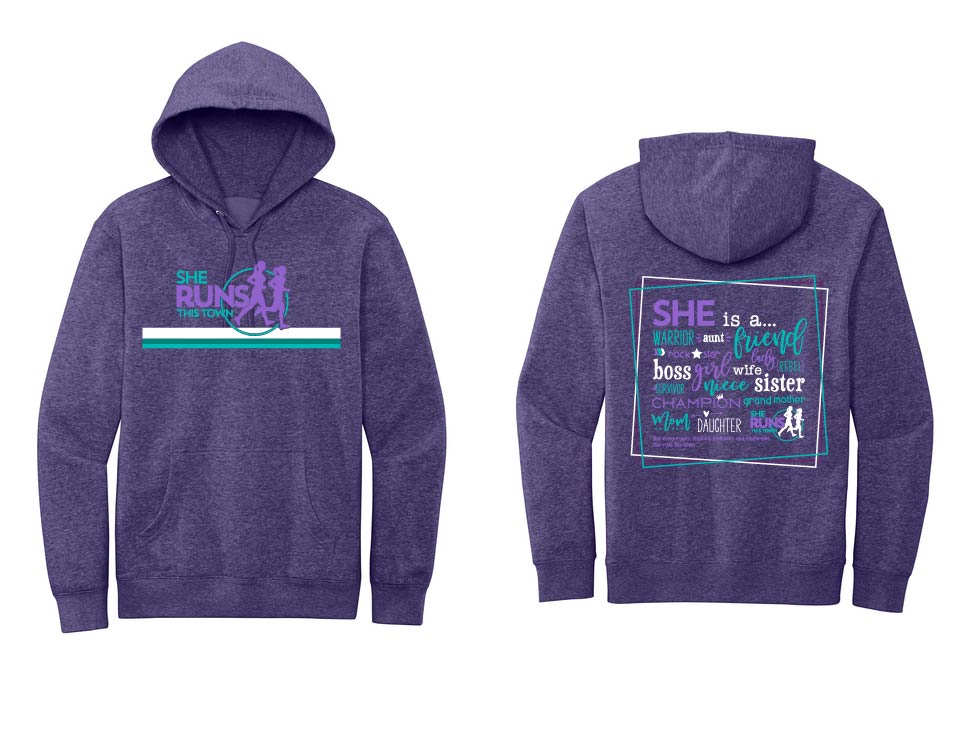 She Runs This Town: District Brand Unisex Hooded Fleece Sweatshirt