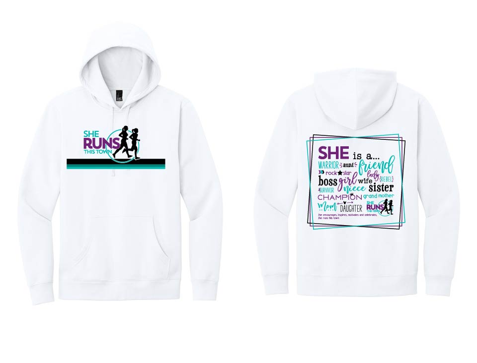 She Runs This Town: District Brand Unisex Hooded Fleece Sweatshirt