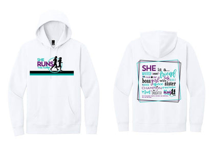 She Runs This Town: District Brand Unisex Hooded Fleece Sweatshirt
