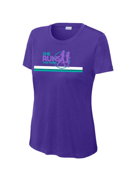 She Runs This Town: Women's Sport Tek Performance Short Sleeve T-Shirt