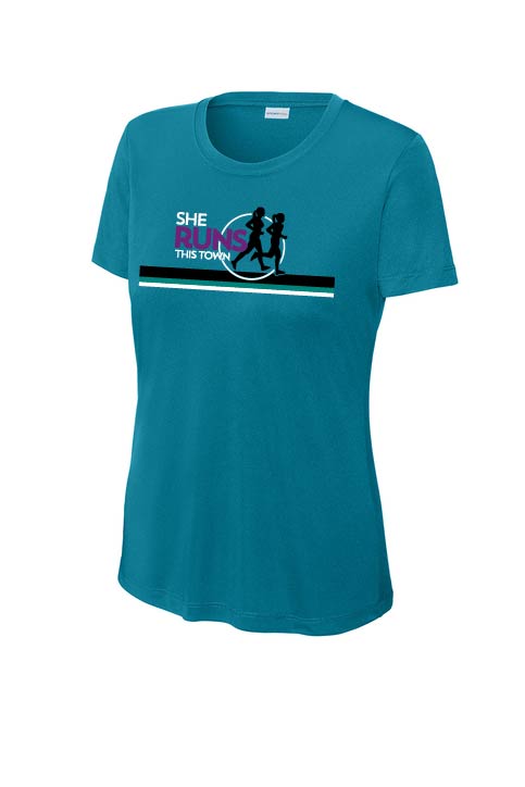 She Runs This Town: Women's Sport Tek Performance Short Sleeve T-Shirt