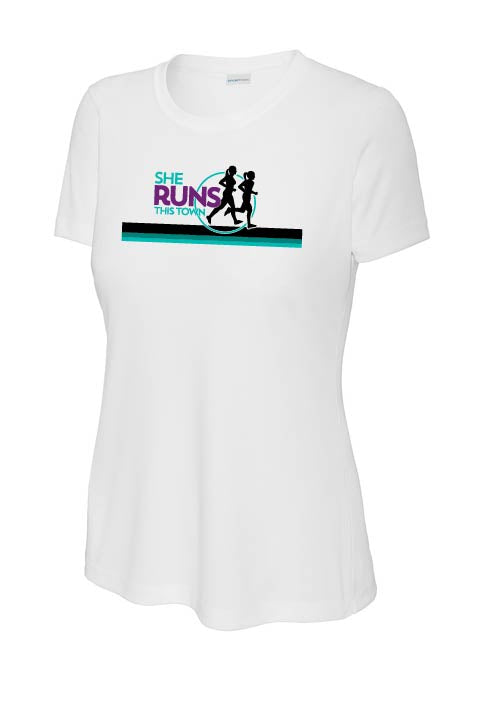 She Runs This Town: Women's Sport Tek Performance Short Sleeve T-Shirt
