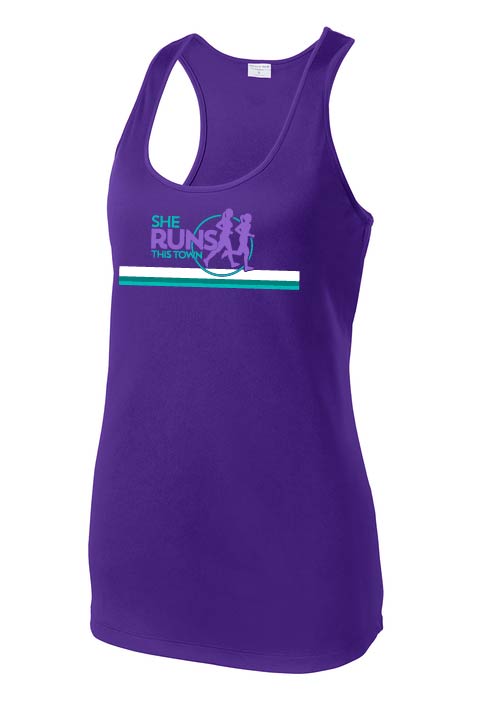 She Runs This Town: Women's Sport-Tek Performance Racerback Tank