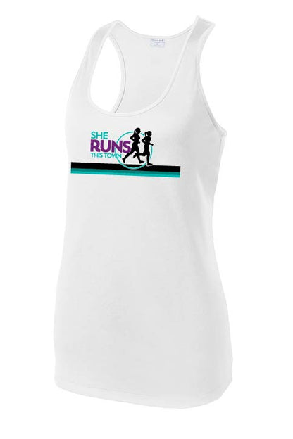 She Runs This Town: Women's Sport-Tek Performance Racerback Tank