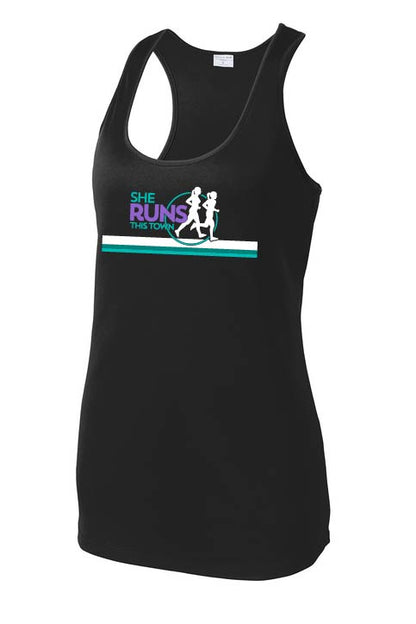 She Runs This Town: Women's Sport-Tek Performance Racerback Tank
