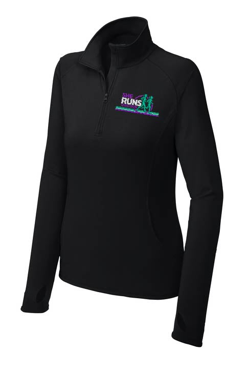 She Runs This Town: Women's Embroidered Pullover Performance Quarter-Zip