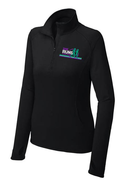She Runs This Town: Women's Embroidered Pullover Performance Quarter-Zip