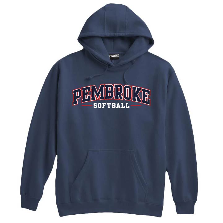 Pembroke Baseball and Softball: Pennant Super-10 Hooded Pembroke Softball Sweatshirt *Adult and Youth Sizes*