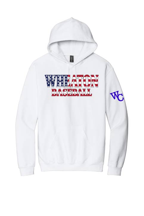 Wheaton College Baseball: Unisex Gildan Flag Hooded Sweatshirt *Adult and Youth Sizes*