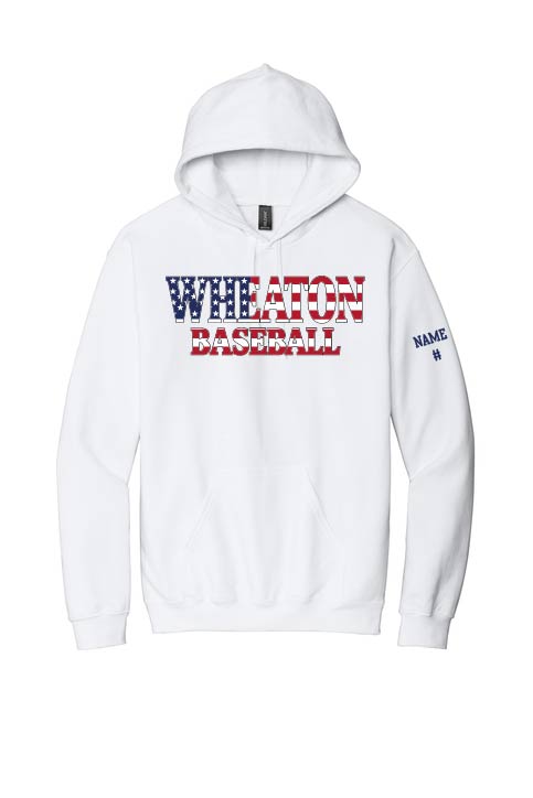 Wheaton College Baseball: Unisex Gildan Flag Hooded Sweatshirt *Adult and Youth Sizes*