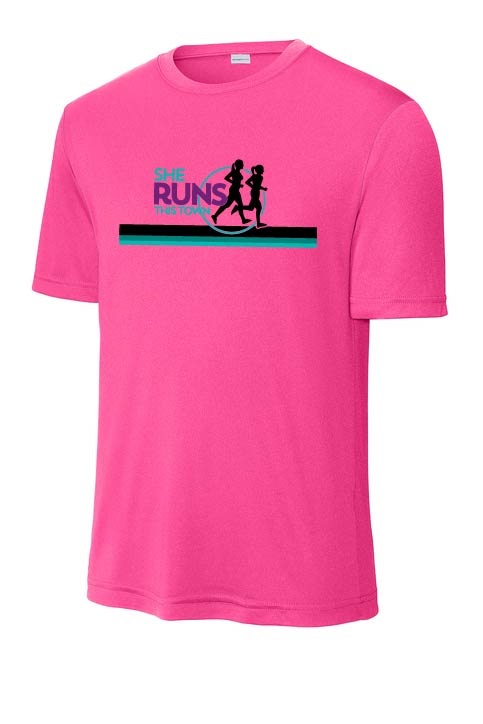 She Runs This Town: Unisex Sport Tek Performance Short Sleeve T-Shirt