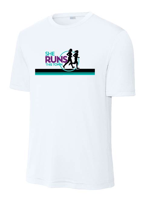She Runs This Town: Unisex Sport Tek Performance Short Sleeve T-Shirt