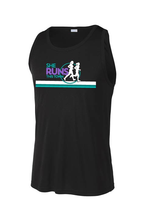 She Runs This Town: Men's Sport-Tek Performance Racerback Tank