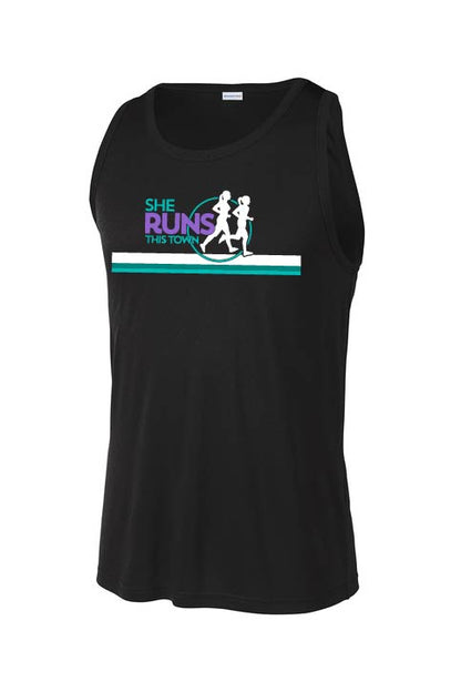 She Runs This Town: Men's Sport-Tek Performance Racerback Tank